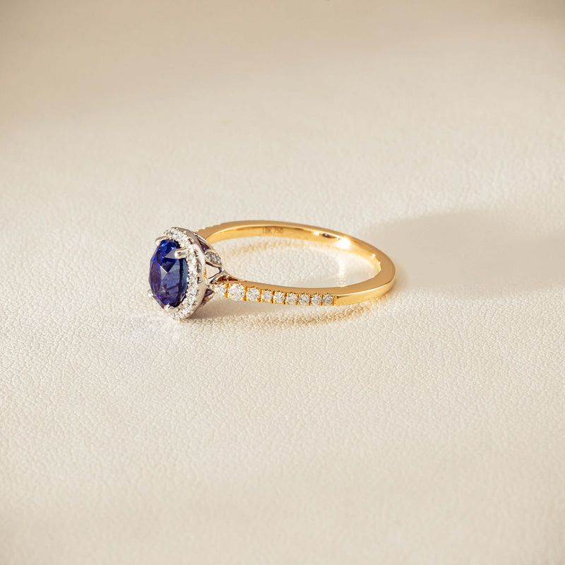 18ct Yellow Gold 1.45ct Sapphire Diamond Mini Sierra Ring