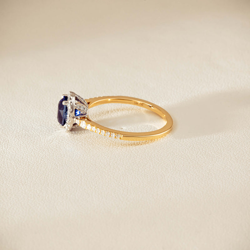 18ct Yellow Gold 1.45ct Sapphire Diamond Mini Sierra Ring