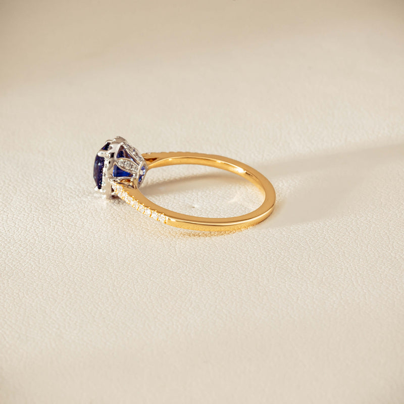 18ct Yellow Gold 1.45ct Sapphire Diamond Mini Sierra Ring