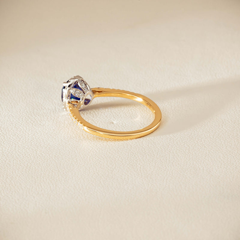 18ct Yellow Gold 1.45ct Sapphire Diamond Mini Sierra Ring