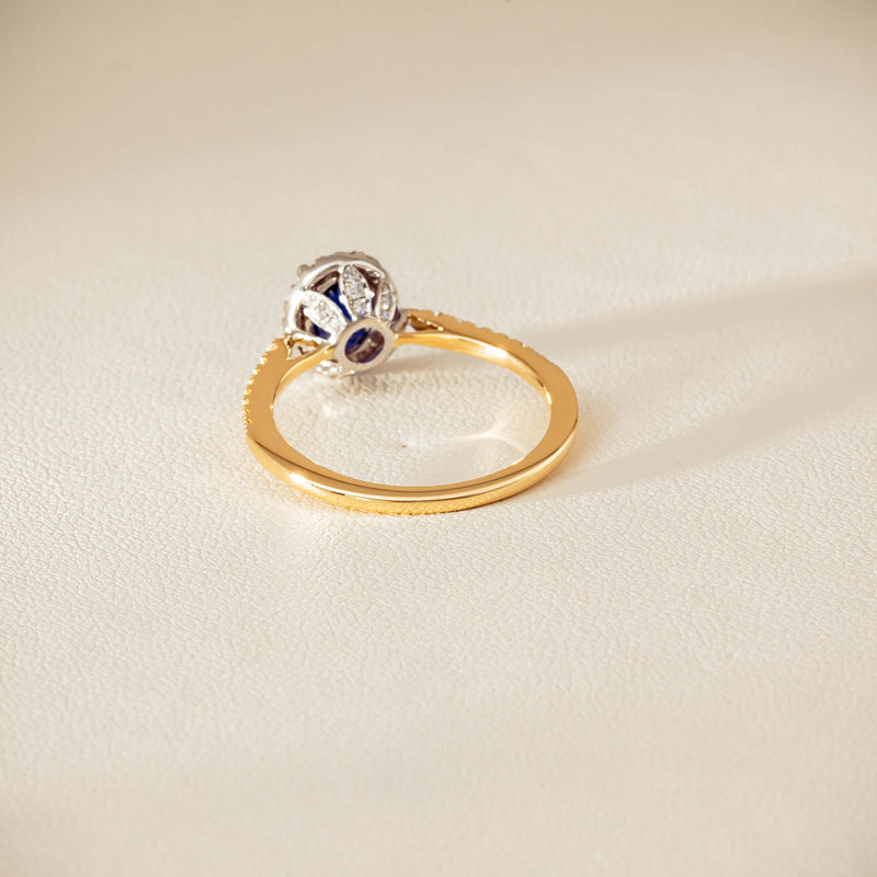 18ct Yellow Gold 1.45ct Sapphire Diamond Mini Sierra Ring