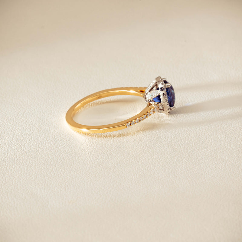 18ct Yellow Gold 1.45ct Sapphire Diamond Mini Sierra Ring