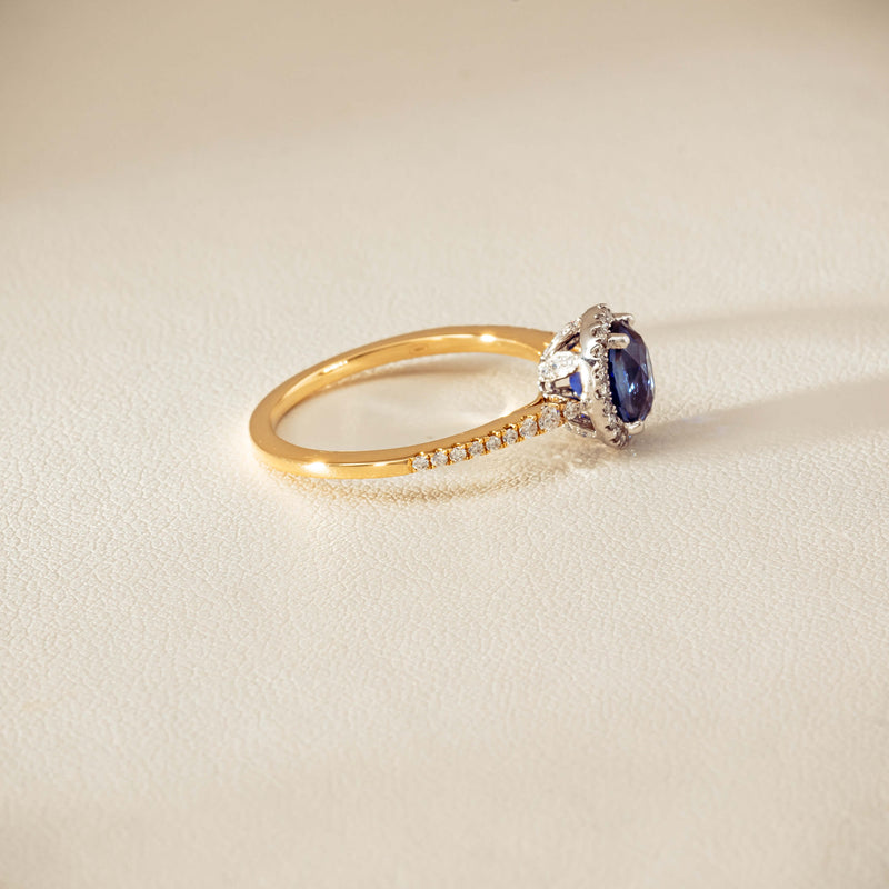 18ct Yellow Gold 1.45ct Sapphire Diamond Mini Sierra Ring