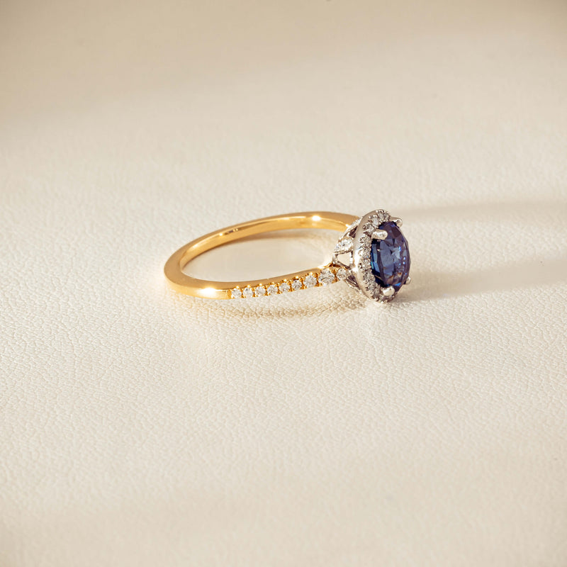 18ct Yellow Gold 1.45ct Sapphire Diamond Mini Sierra Ring
