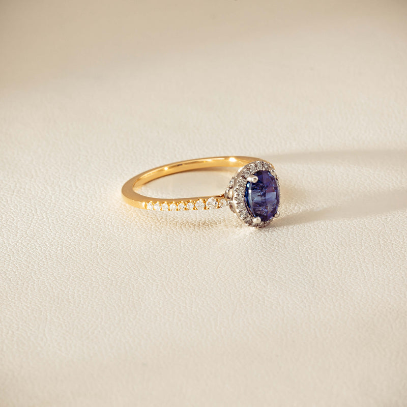 18ct Yellow Gold 1.45ct Sapphire Diamond Mini Sierra Ring