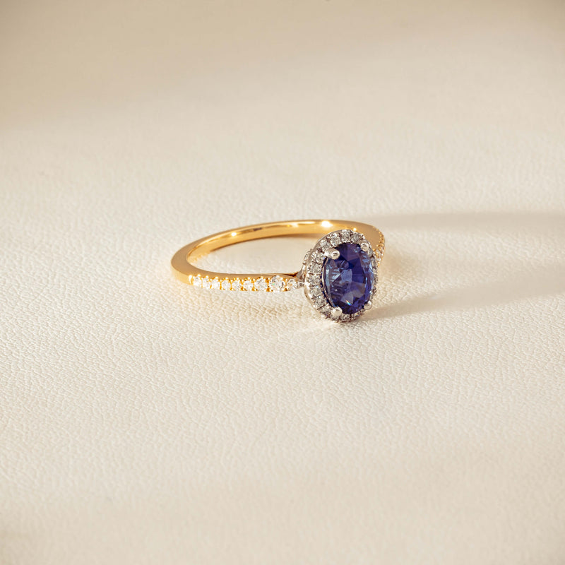 18ct Yellow Gold 1.45ct Sapphire Diamond Mini Sierra Ring