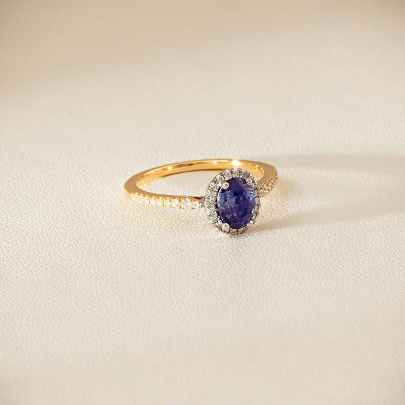 18ct Yellow Gold 1.45ct Sapphire Diamond Mini Sierra Ring