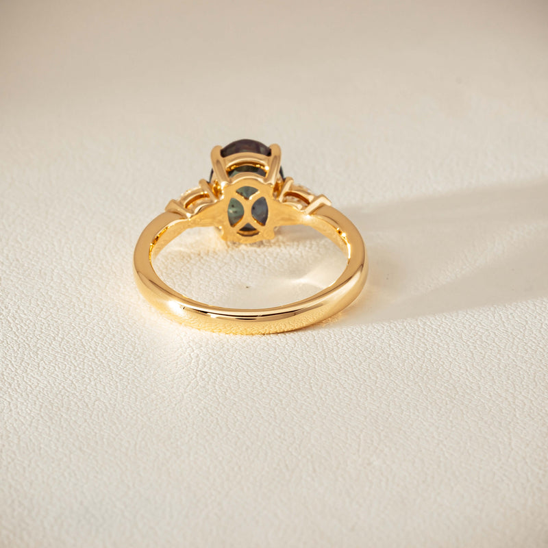 18ct Yellow Gold 3.01ct Green Sapphire & Diamond Ayla Ring