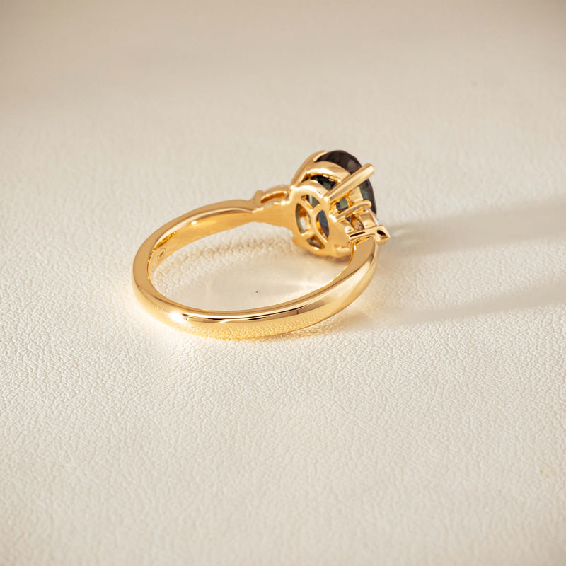 18ct Yellow Gold 3.01ct Green Sapphire & Diamond Ayla Ring