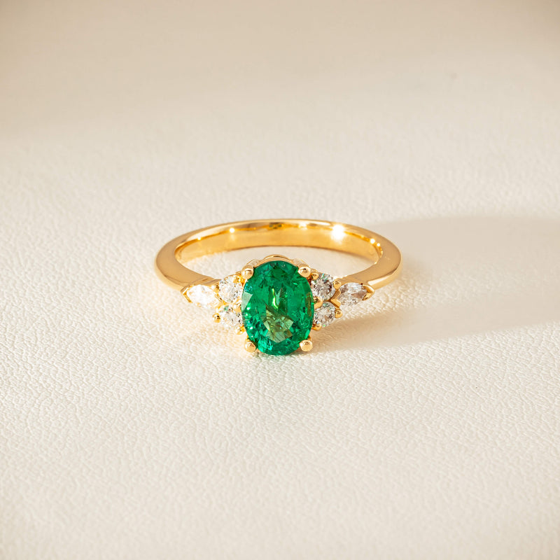 18ct Yellow Gold 1.29ct Emerald & Diamond Oriana Ring