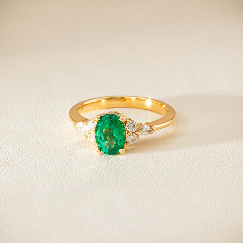 18ct Yellow Gold 1.29ct Emerald & Diamond Oriana Ring