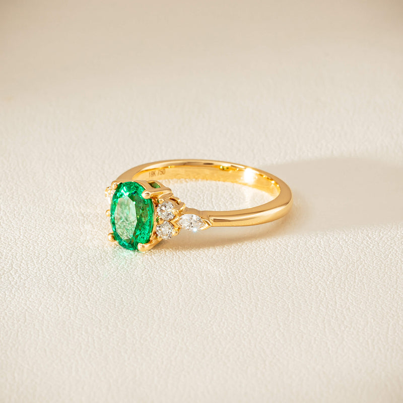 18ct Yellow Gold 1.29ct Emerald & Diamond Oriana Ring