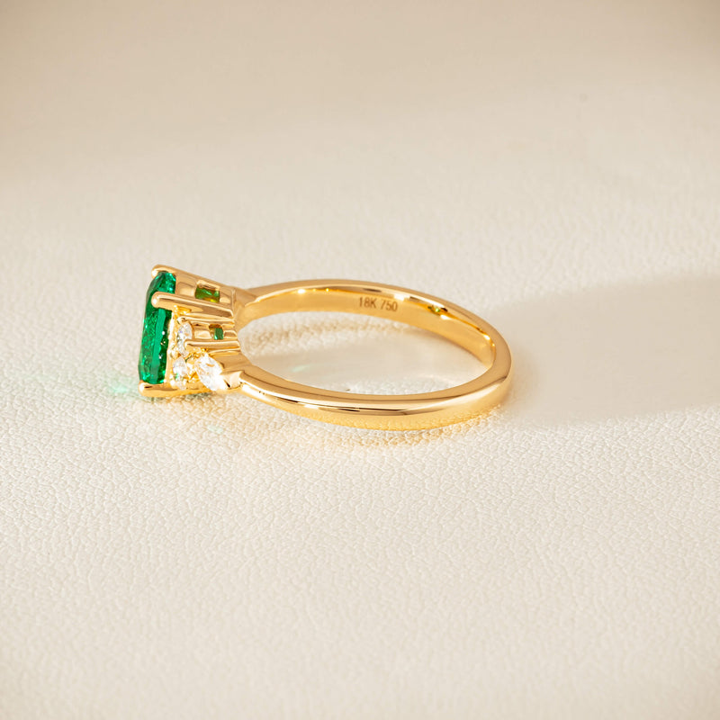 18ct Yellow Gold 1.29ct Emerald & Diamond Oriana Ring