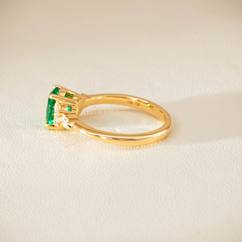18ct Yellow Gold 1.29ct Emerald & Diamond Oriana Ring