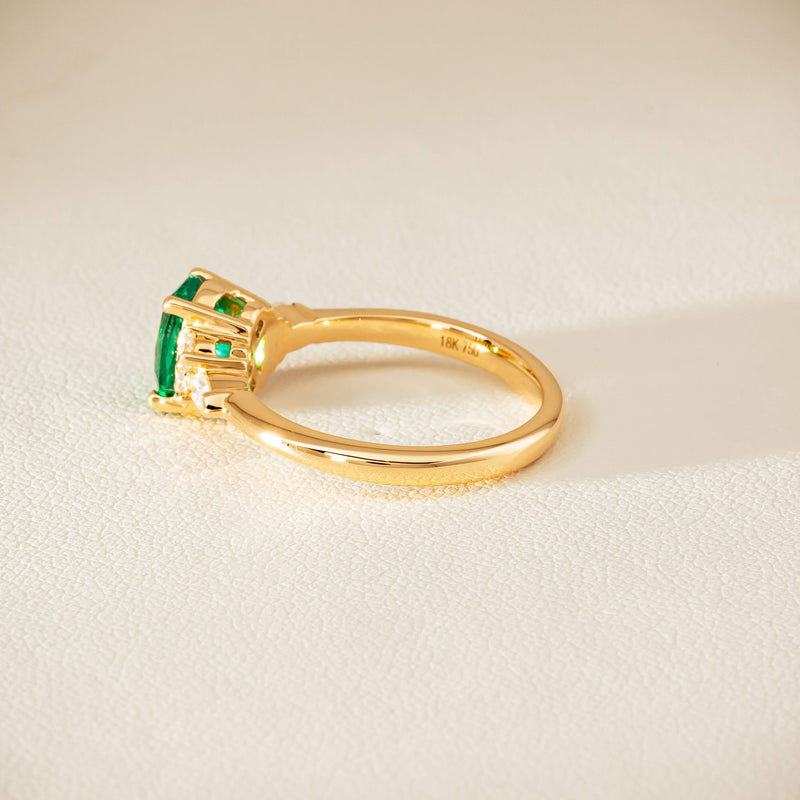 18ct Yellow Gold 1.29ct Emerald & Diamond Oriana Ring