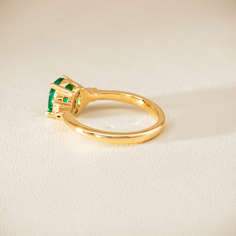 18ct Yellow Gold 1.29ct Emerald & Diamond Oriana Ring