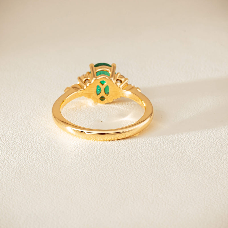 18ct Yellow Gold 1.29ct Emerald & Diamond Oriana Ring