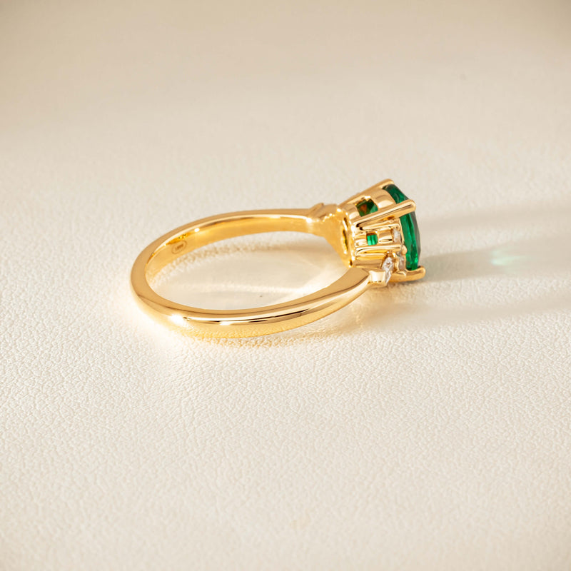 18ct Yellow Gold 1.29ct Emerald & Diamond Oriana Ring