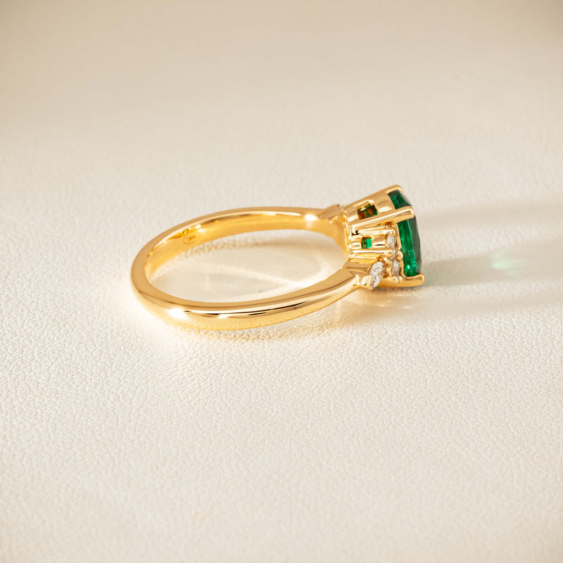 18ct Yellow Gold 1.29ct Emerald & Diamond Oriana Ring