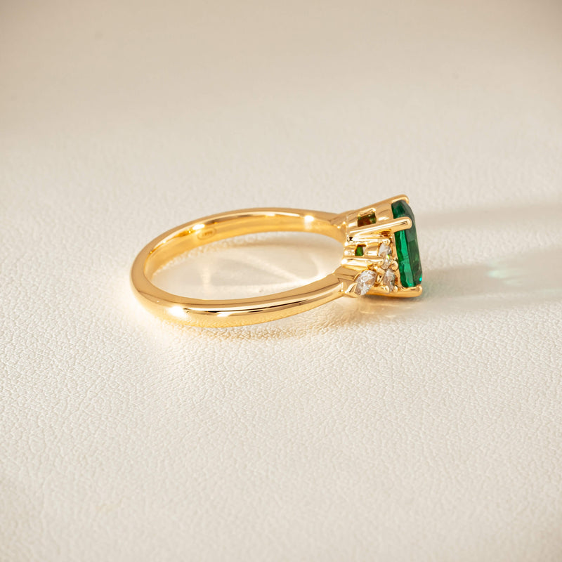 18ct Yellow Gold 1.29ct Emerald & Diamond Oriana Ring