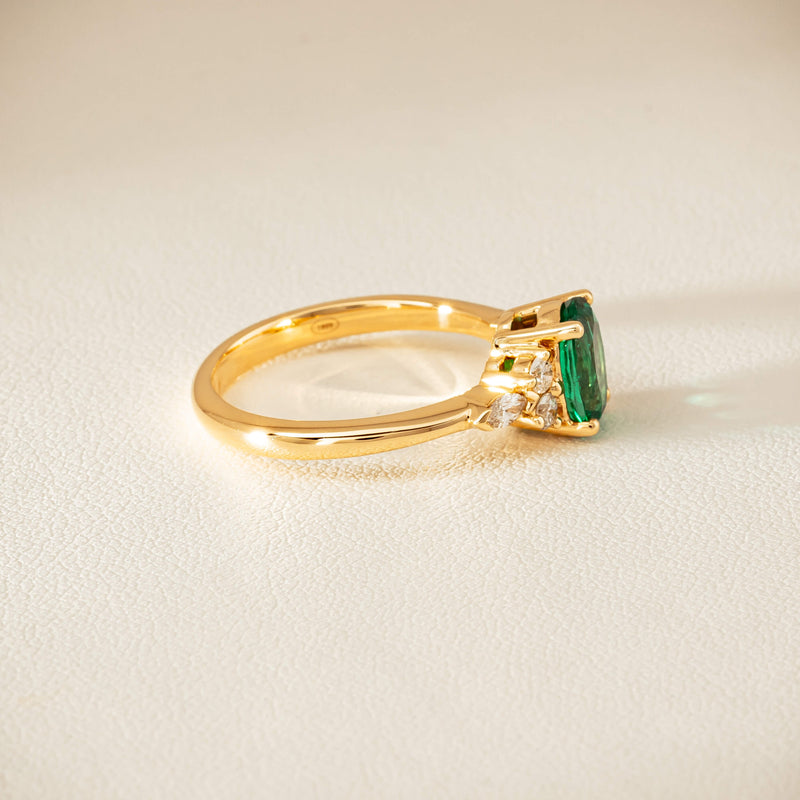 18ct Yellow Gold 1.29ct Emerald & Diamond Oriana Ring