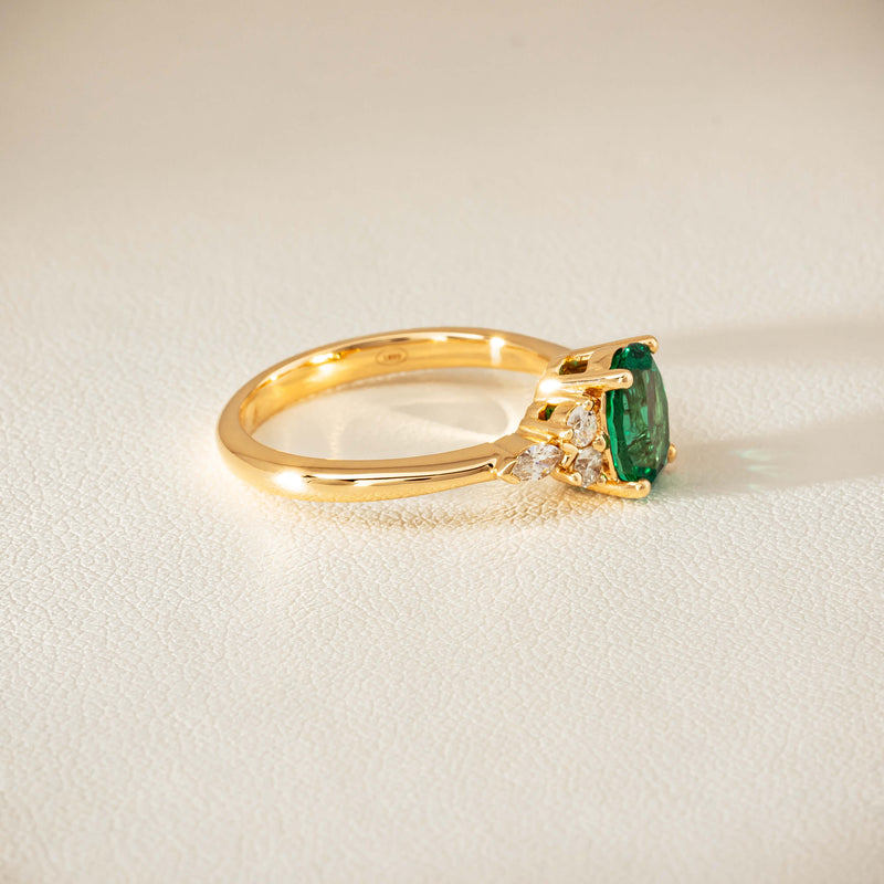 18ct Yellow Gold 1.29ct Emerald & Diamond Oriana Ring