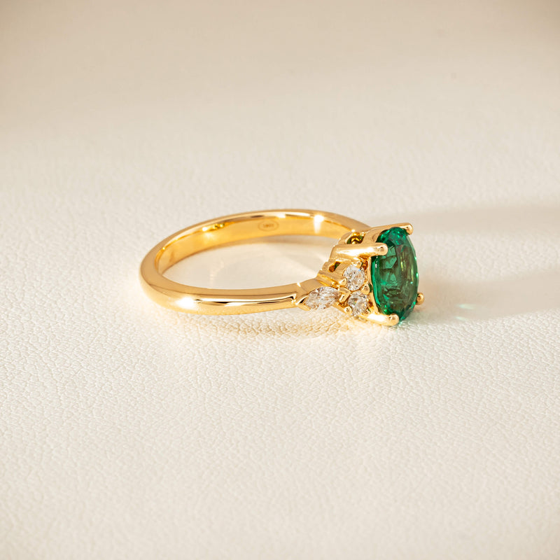 18ct Yellow Gold 1.29ct Emerald & Diamond Oriana Ring