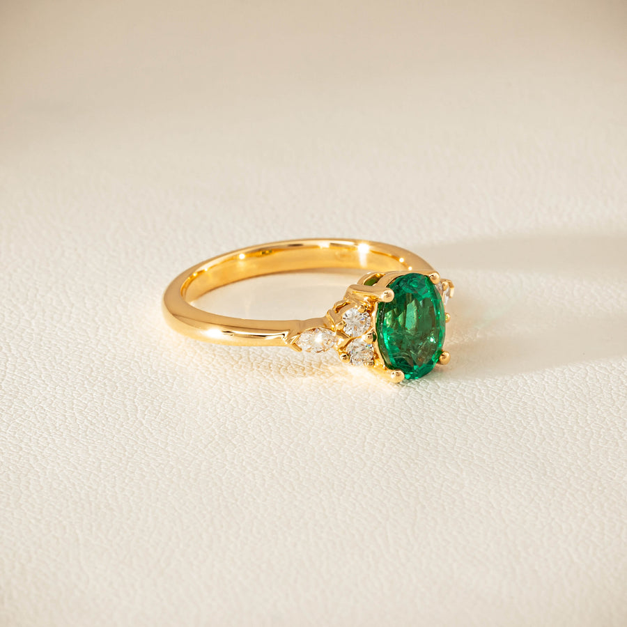 18ct Yellow Gold 1.29ct Emerald & Diamond Oriana Ring