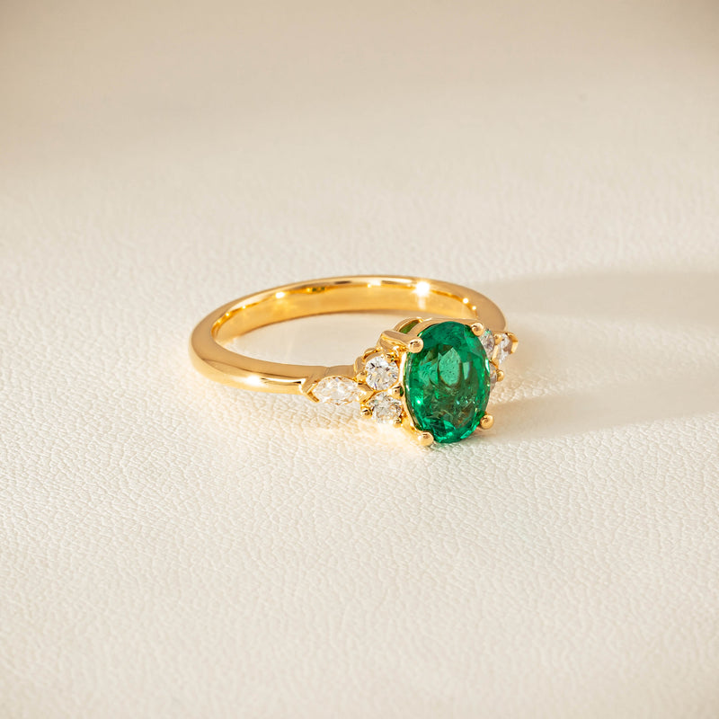 18ct Yellow Gold 1.29ct Emerald & Diamond Oriana Ring