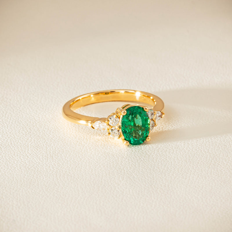 18ct Yellow Gold 1.29ct Emerald & Diamond Oriana Ring