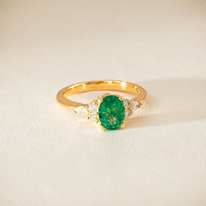 18ct Yellow Gold 1.29ct Emerald & Diamond Oriana Ring