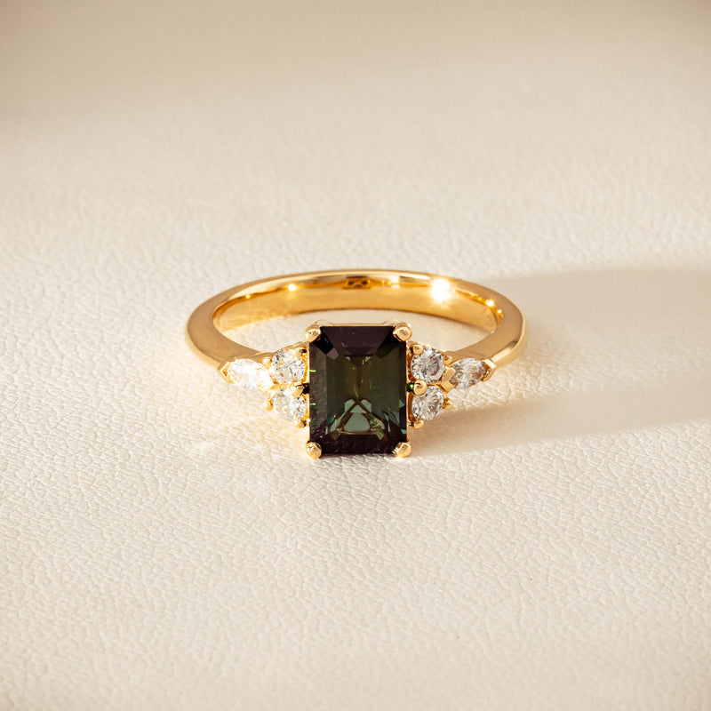 18ct Yellow Gold 1.36ct Green Tourmaline & Diamond Oriana Ring - Ring - Walker & Hall