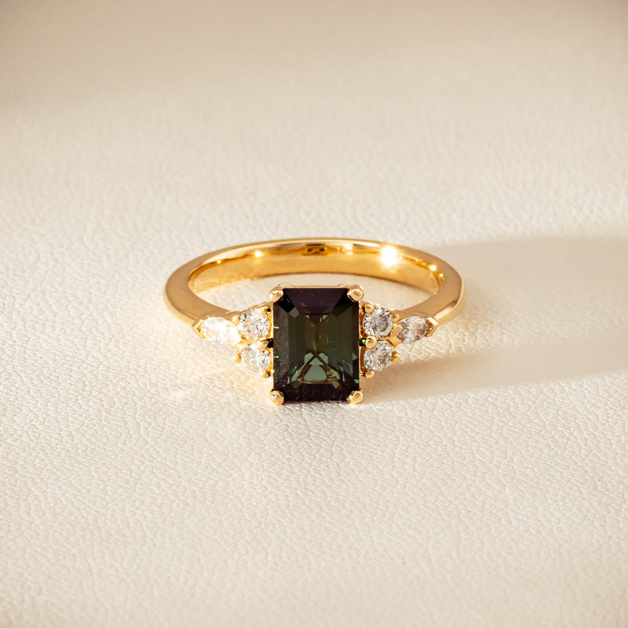 18ct Yellow Gold 1.36ct Green Tourmaline & Diamond Oriana Ring - Ring - Walker & Hall