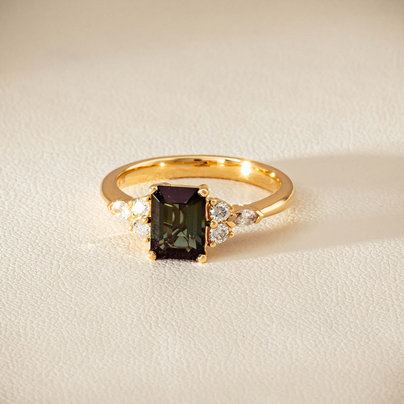 18ct Yellow Gold 1.36ct Green Tourmaline & Diamond Oriana Ring - Ring - Walker & Hall