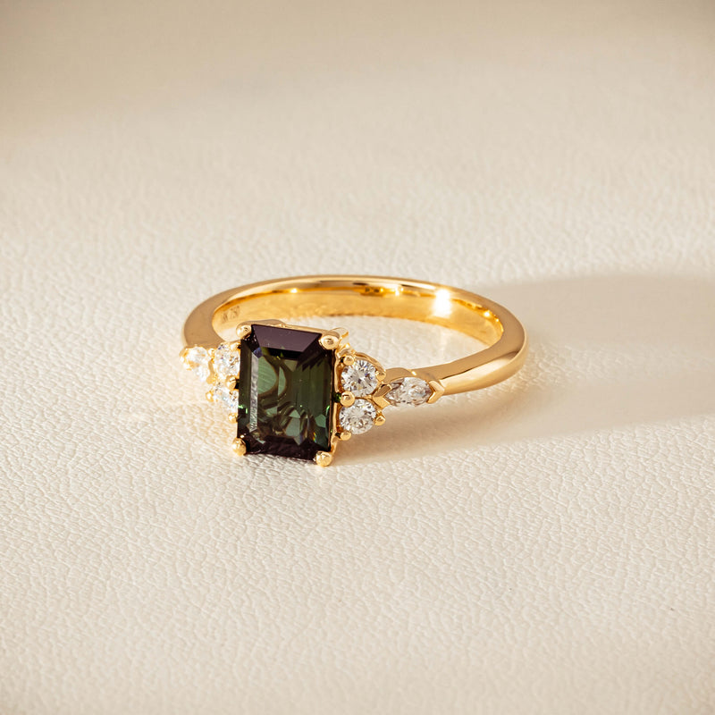 18ct Yellow Gold 1.36ct Green Tourmaline & Diamond Oriana Ring - Ring - Walker & Hall