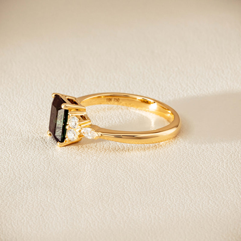 18ct Yellow Gold 1.36ct Green Tourmaline & Diamond Oriana Ring - Ring - Walker & Hall