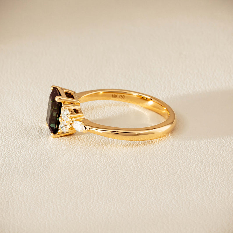 18ct Yellow Gold 1.36ct Green Tourmaline & Diamond Oriana Ring - Ring - Walker & Hall