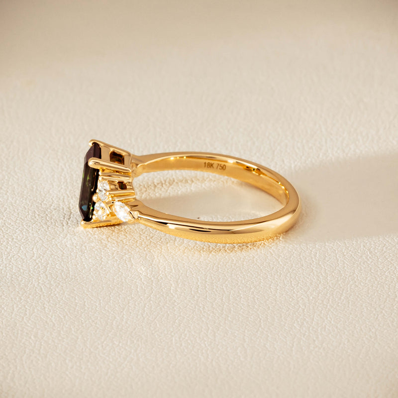 18ct Yellow Gold 1.36ct Green Tourmaline & Diamond Oriana Ring - Ring - Walker & Hall
