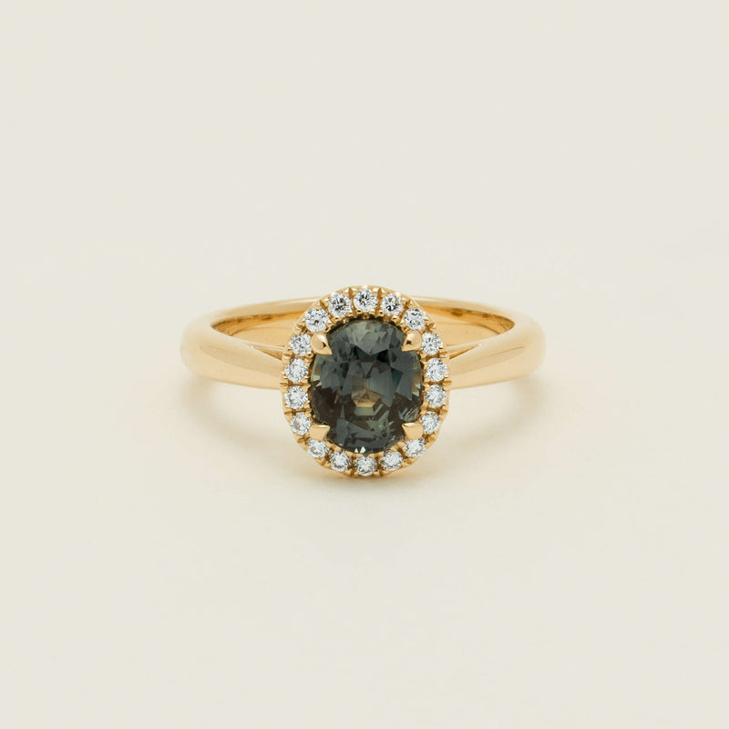 18ct Yellow Gold 2.03ct Green Sapphire & Diamond Nina Ring