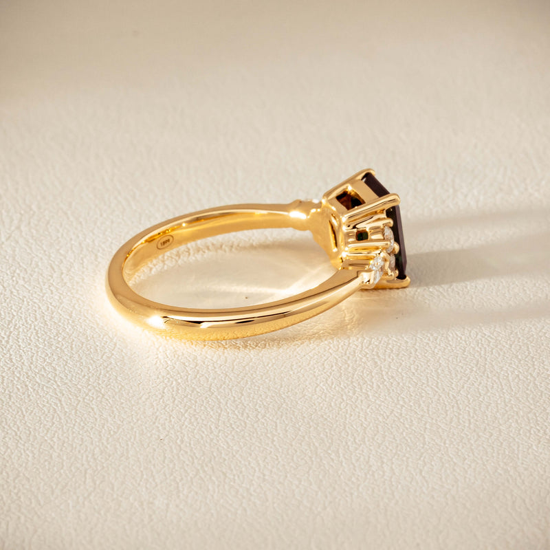18ct Yellow Gold 1.36ct Green Tourmaline & Diamond Oriana Ring - Ring - Walker & Hall