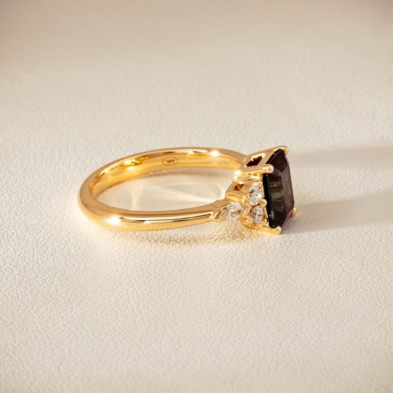 18ct Yellow Gold 1.36ct Green Tourmaline & Diamond Oriana Ring - Ring - Walker & Hall