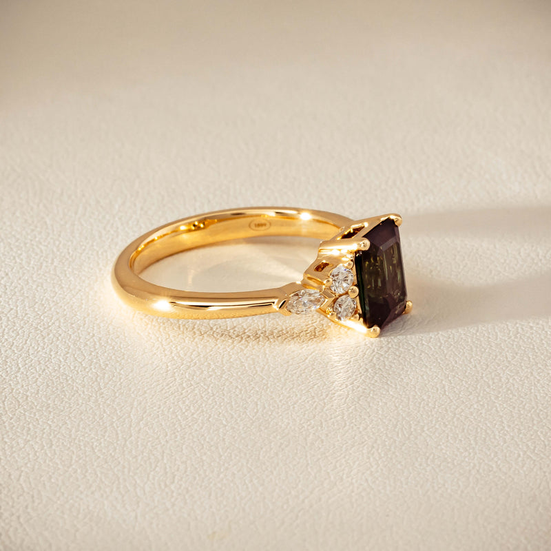 18ct Yellow Gold 1.36ct Green Tourmaline & Diamond Oriana Ring - Ring - Walker & Hall
