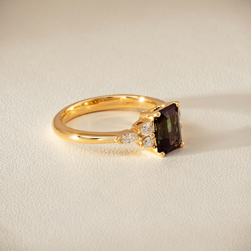 18ct Yellow Gold 1.36ct Green Tourmaline & Diamond Oriana Ring - Ring - Walker & Hall
