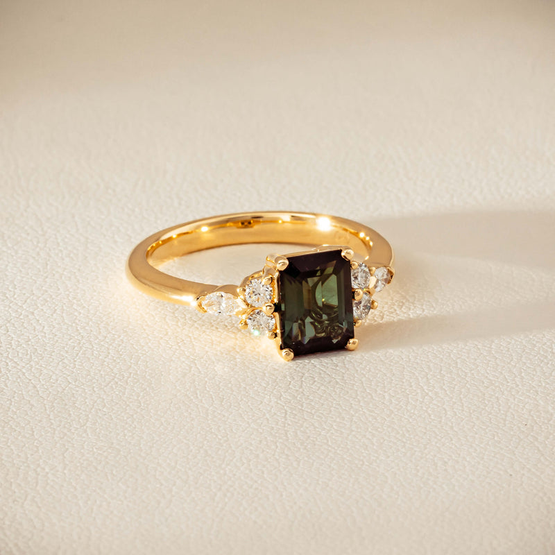 18ct Yellow Gold 1.36ct Green Tourmaline & Diamond Oriana Ring - Ring - Walker & Hall