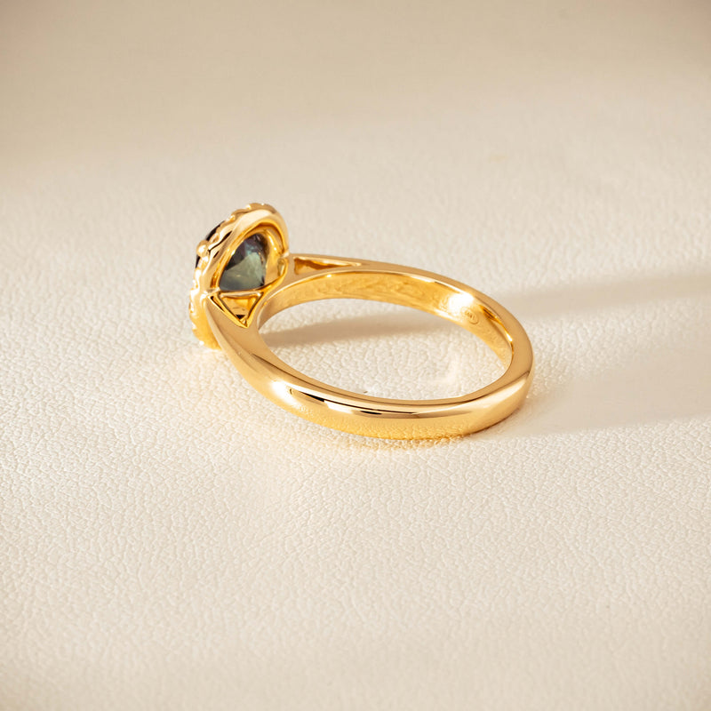 18ct Yellow Gold 2.03ct Green Sapphire & Diamond Nina Ring
