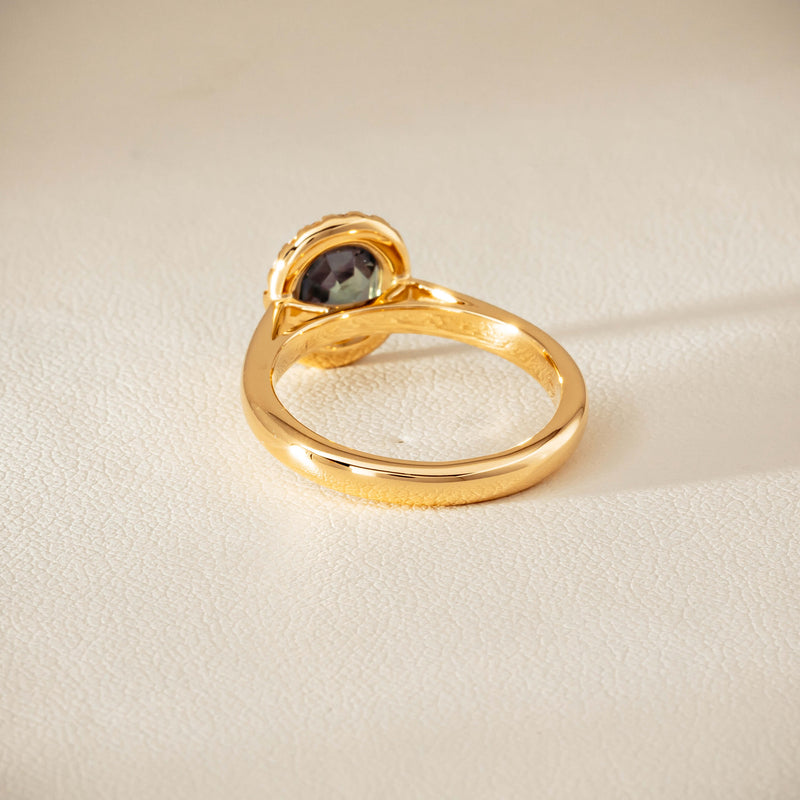 18ct Yellow Gold 2.03ct Green Sapphire & Diamond Nina Ring