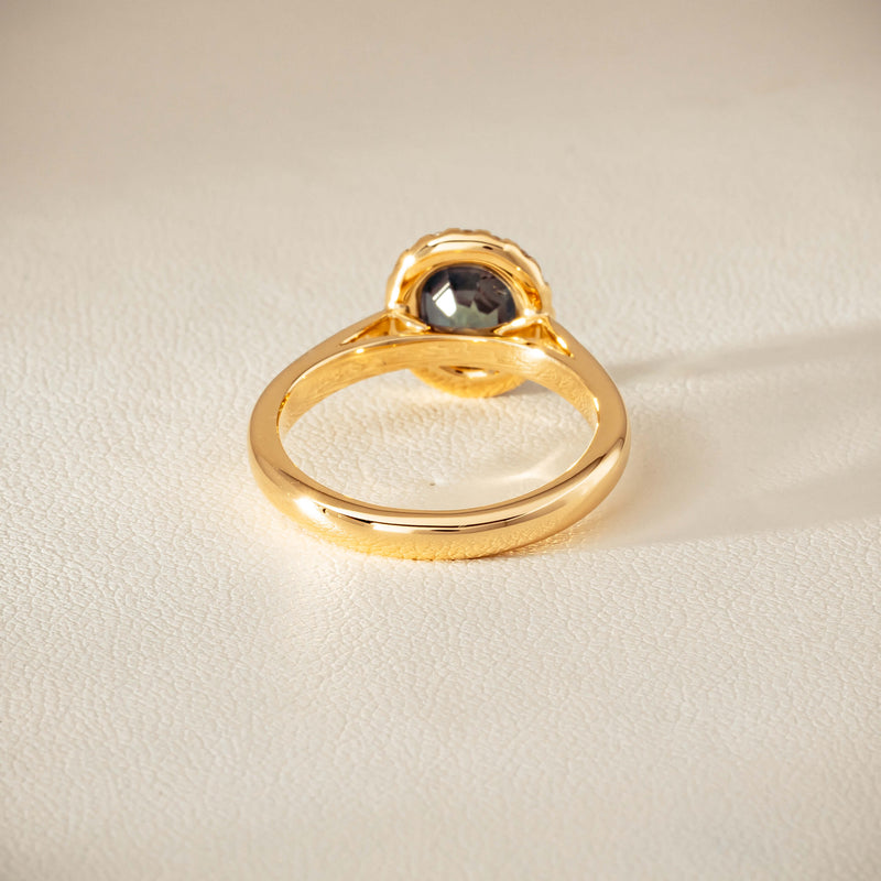 18ct Yellow Gold 2.03ct Green Sapphire & Diamond Nina Ring