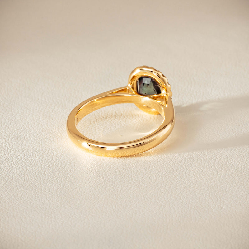 18ct Yellow Gold 2.03ct Green Sapphire & Diamond Nina Ring