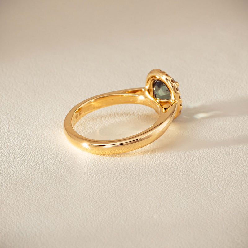 18ct Yellow Gold 2.03ct Green Sapphire & Diamond Nina Ring