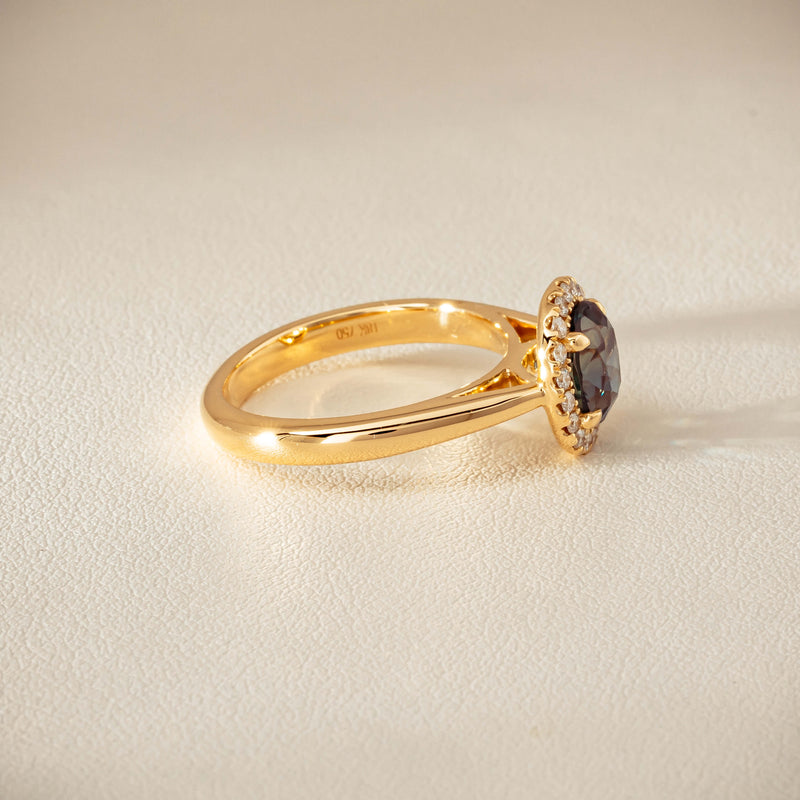 18ct Yellow Gold 2.03ct Green Sapphire & Diamond Nina Ring